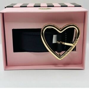 Juicy Couture Black Belt with Gold Heart Buckle S/M New with tags